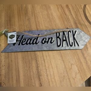 Head on back mini wall sign rustic farm house NWT